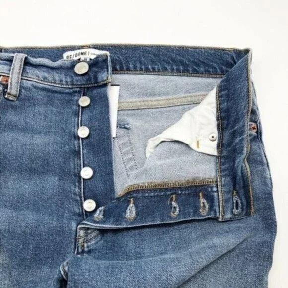 RE/DONE ORIGINALS Raw Hem High Waist Ankle Jeans  - Picture 5 of 8